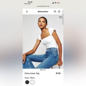 White Cora Linen Top Reformation